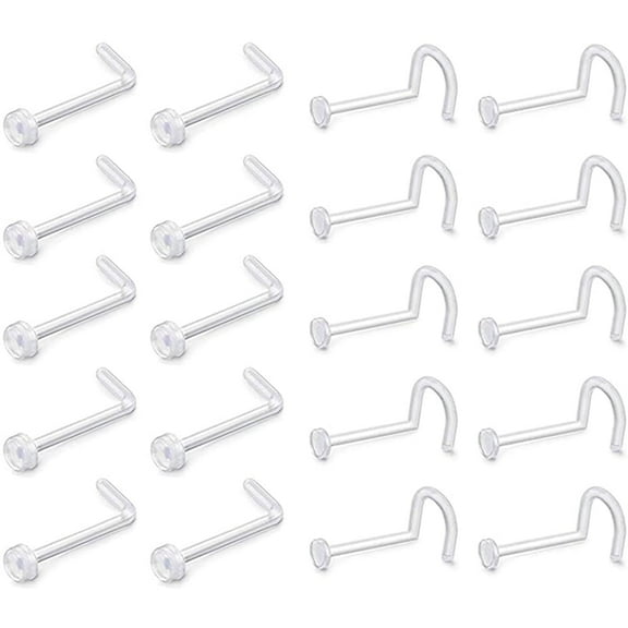 Briana Williams 18/20G Clear nose ring L Shaped retainer for Women men