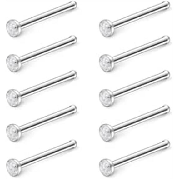 Briana Williams 18G Jeweled Diamond CZ Nose Bone Studs Rings Piercing Jewelry 10PCS