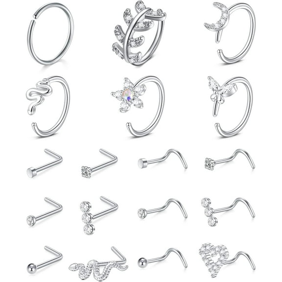 Briana Williams 18G Nose Rings Hoops Surgical Steel Nose Piercing Jewelry for Women Men