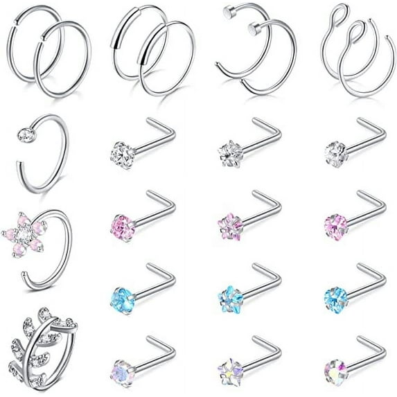 Briana Williams 18G Nose Rings Surgical Steel Nose Piercing Jewelry for Women Men