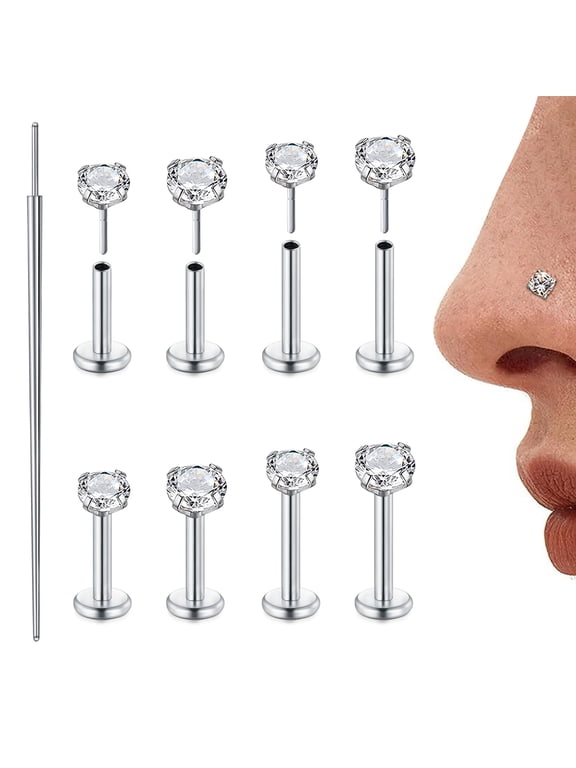 18G Threadless Push in Nose Studs Surgical Steel Labret Piercing Jewelry for Tragus Monroe Lip Helix Cartilage Earrings Studs for Women Men