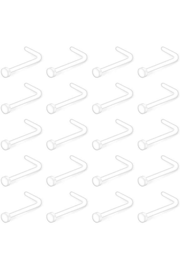 L-Shaped, Nose Ring Stud, 20 Pieces