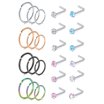 5 Or 8 PCS Surgical Steel Nose Rings & Studs - 16G To 20G, Multi-Color CZ, 7mm Length 4 thumbnail image
