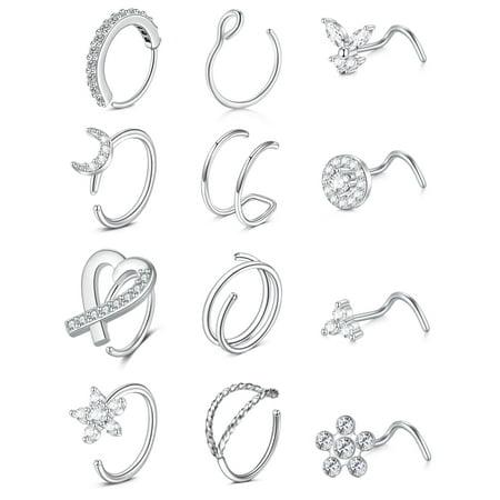 Briana Williams 20G Nose Rings Nose Piercing Jewelry Hoop Nose Ring Nose Studs Screw for Men