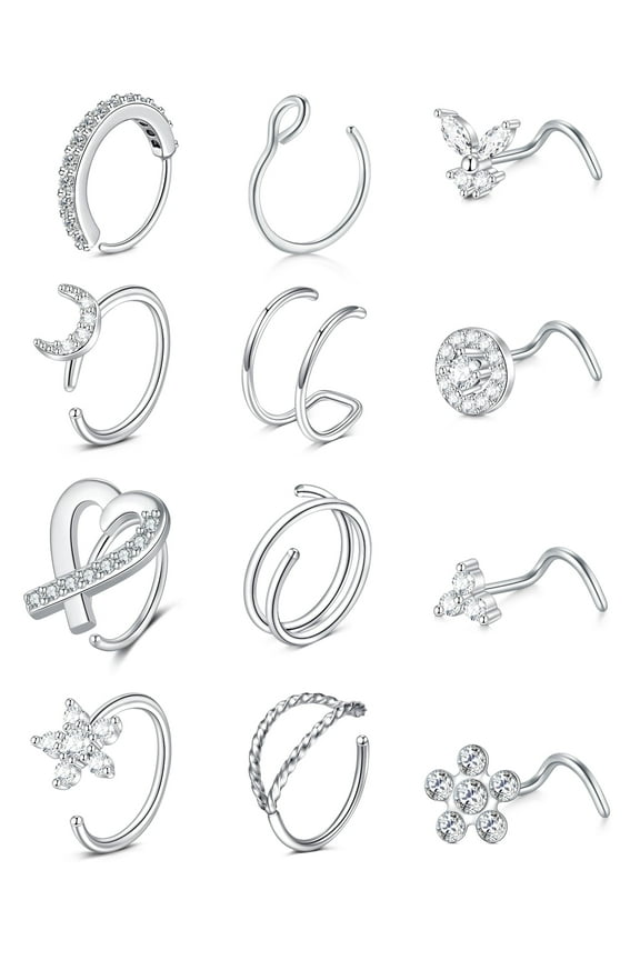 20G Nose Rings Nose Piercing Jewelry Hoop Nose Ring Nose Studs Screw for Men