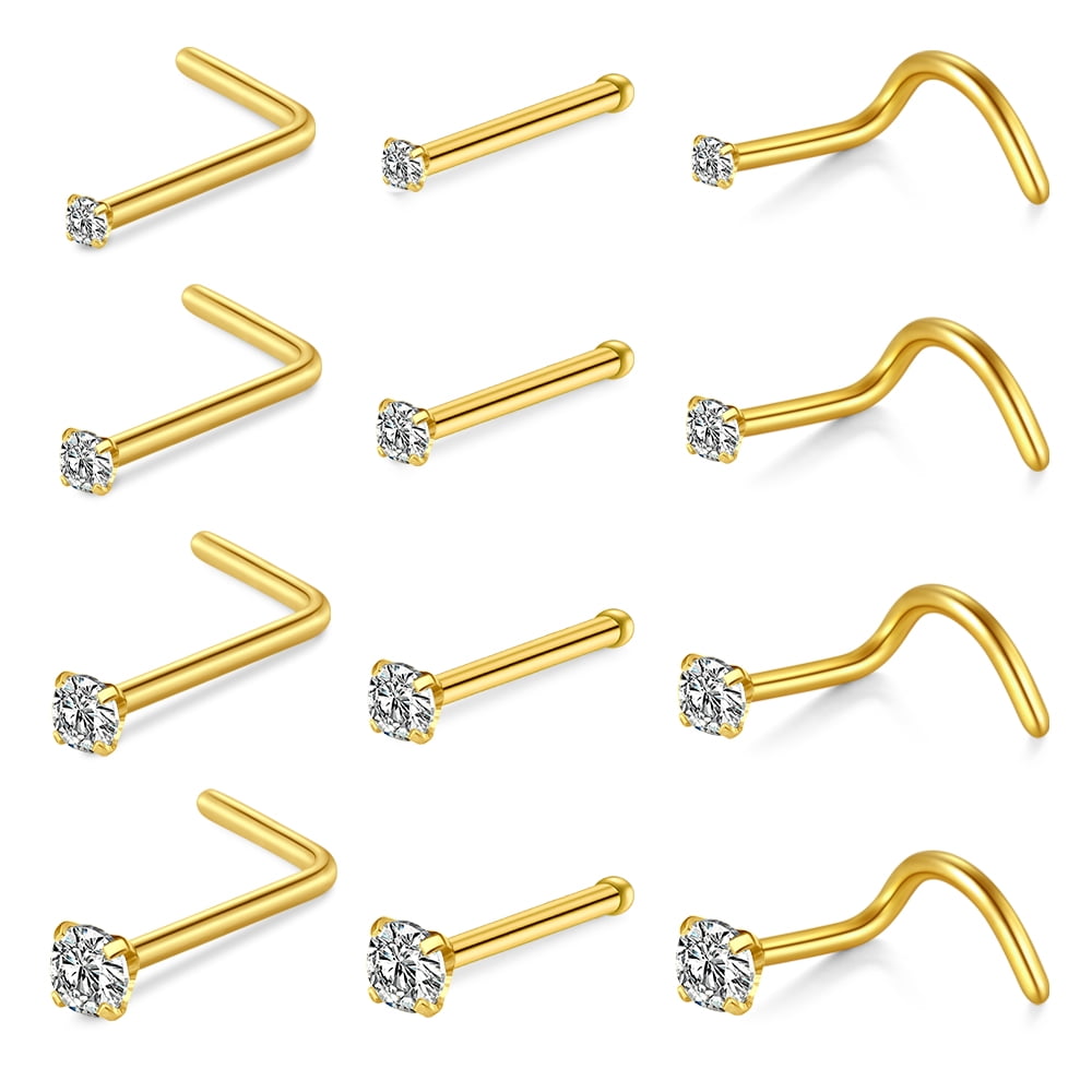 Briana Williams 20G Nose Rings Studs Corkscrew Nose Piercings Jewelry for Women Men