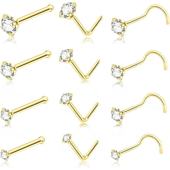 Briana Williams 20G Nose Rings Studs Corkscrew Nose Piercings Jewelry for Women Men