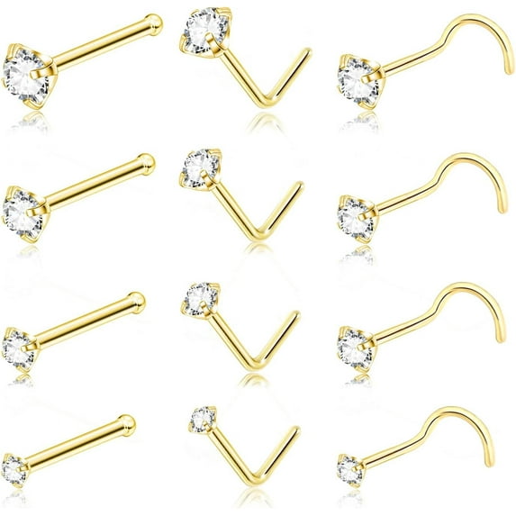 Briana Williams 20G Nose Rings Studs Corkscrew Nose Piercings Jewelry for Women Men