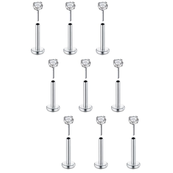 Briana Williams 20G Nose Rings Studs Surgical Steel Push in Nose Stud 2mm 3mm Round Crystal