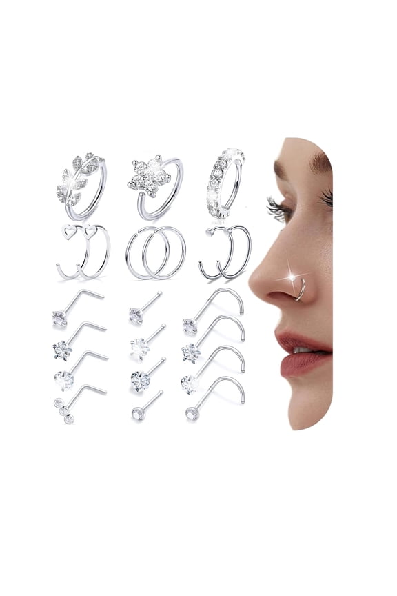 20G Nose Rings for Women Surgical Steel Nose Piercing Jewelry Hoop Nose Ring