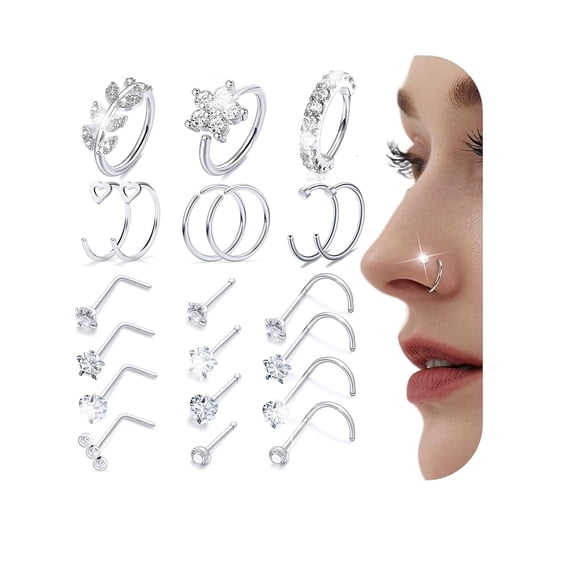 Briana Williams 20G Nose Rings for Women Surgical Steel Nose Piercing Jewelry Hoop Nose Ring