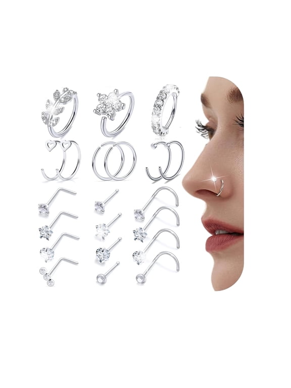 20G Nose Rings for Women Surgical Steel Nose Piercing Jewelry Hoop Nose Ring