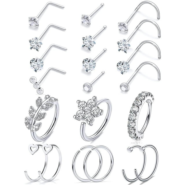 Briana Williams 20G Nose Rings for Women Surgical Steel Nose Piercing
