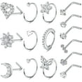 thumbnail image 1 of Briana Williams 20G Nose Rings for Women Surgical Steel Nose Ring Hoops Heart CZ Flower, 1 of 7