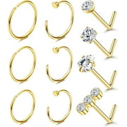 Briana Williams 20G Nose Studs Nose Rings Hoop Surgical Steel CZ Nose Rings Piercings Hoop Jewelry