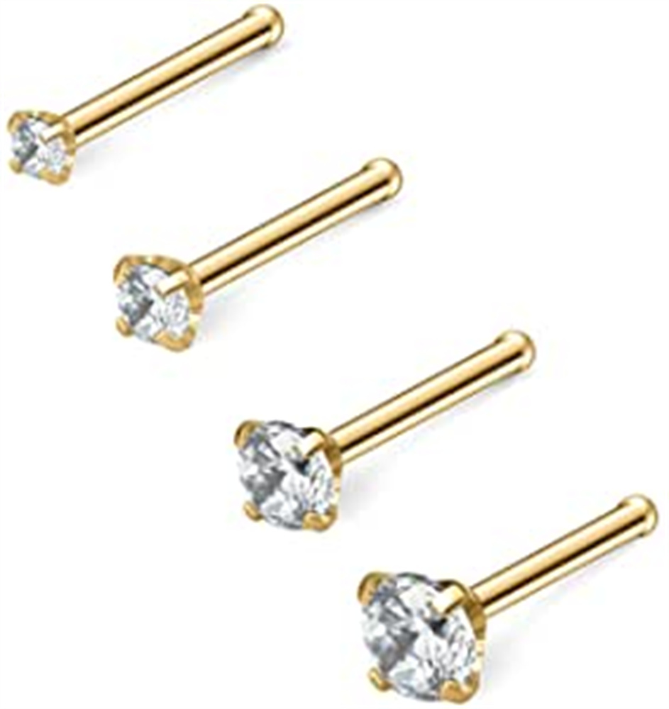 32Pcs Nose Pin Screw Shaped Studs Set – 20G Surgical Steel With CZ – Oyaface