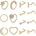 thumbnail image 1 of Briana Williams 20G Screw/L Shaped Nose Rings Studs Diamond CZ Nose Ring Hoop Set, 1 of 4