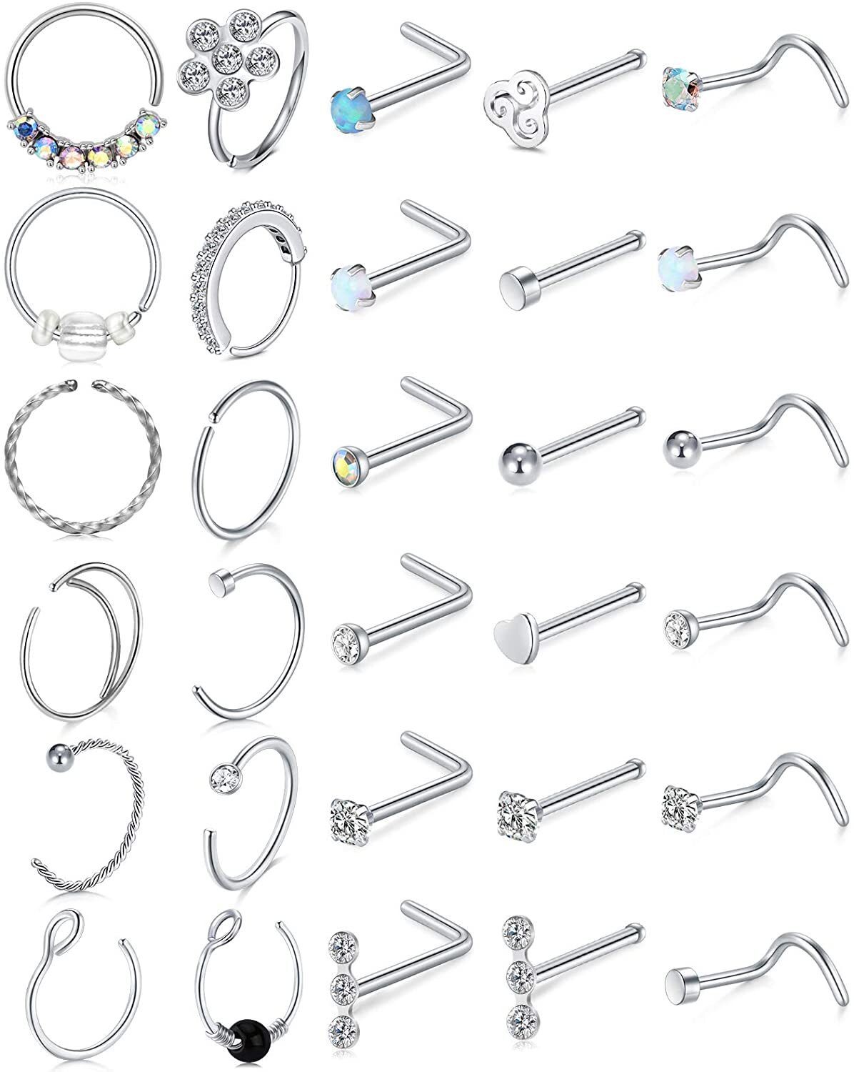Briana Williams Nose Rings 18g Nose Rings Hoops Surgical Steel Silver