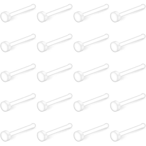Briana Williams Stud Clear Bioflex Surgical Steel 22G Nose Rings comes with Velvet Bag, 20 Pieces