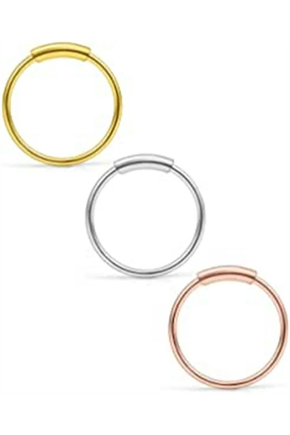 22G Surgical Steel Seamless Continuous Hoop Rings Nose Eyebrow Tragus Lip Ear Ring BCR