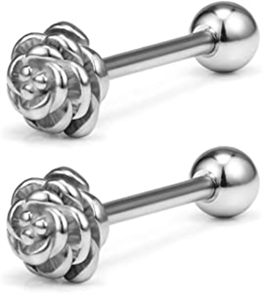 Body Candy 14G Womens Nipplerings Piercing PVD Steel 2Pc Rosy Bunny Ear