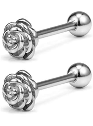 Jstyle 2 Pairs 316L Stainless Steel Nipple Rings Barbell Crystal Ball  Piercing Nipple CZ Tongue Rings 14G S