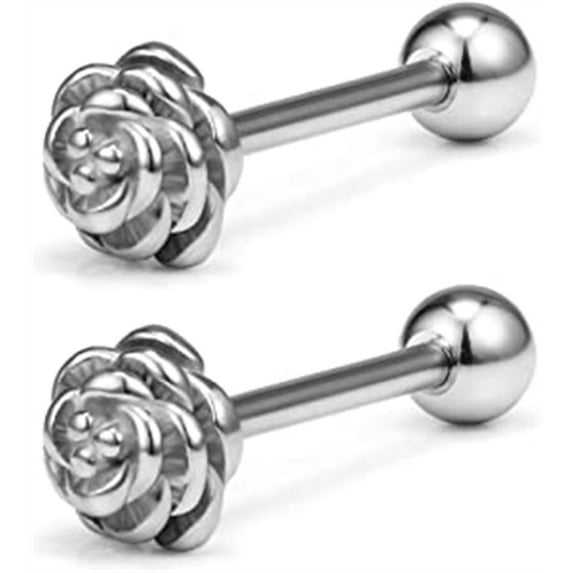 Briana Williams 2pcs Vintage Straight Barbell Nipple Tongue Ring Piercing 14G