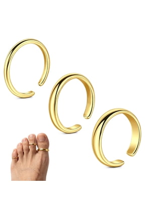 3pcs Gold Filled Toe Rings for Women,Open Adjustable Golden Toe Ring Set Thin Band Beach Foot Jewelry for Summer Open Adjustable Toe Rings