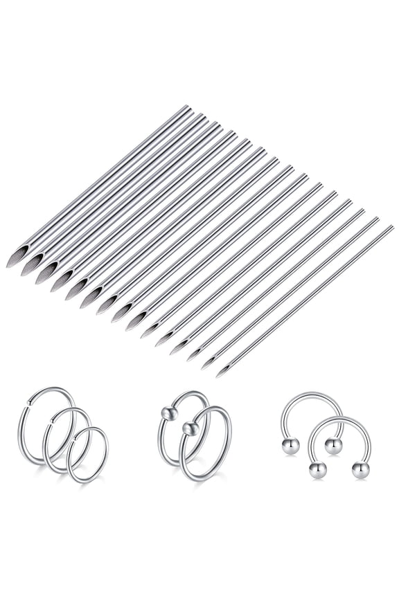 50PCS Mixed Body Piercing Needles,12G 14G 16G 18G 20G Sterilized Stainless Steel Ear Nose Piercing Needles For All Body Piercing