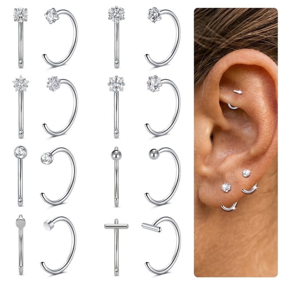 Briana Williams 8 Pairs Stay Close Hoop Huggie Half Hoop Earrings Cartilage Helix Open Hugging for Women
