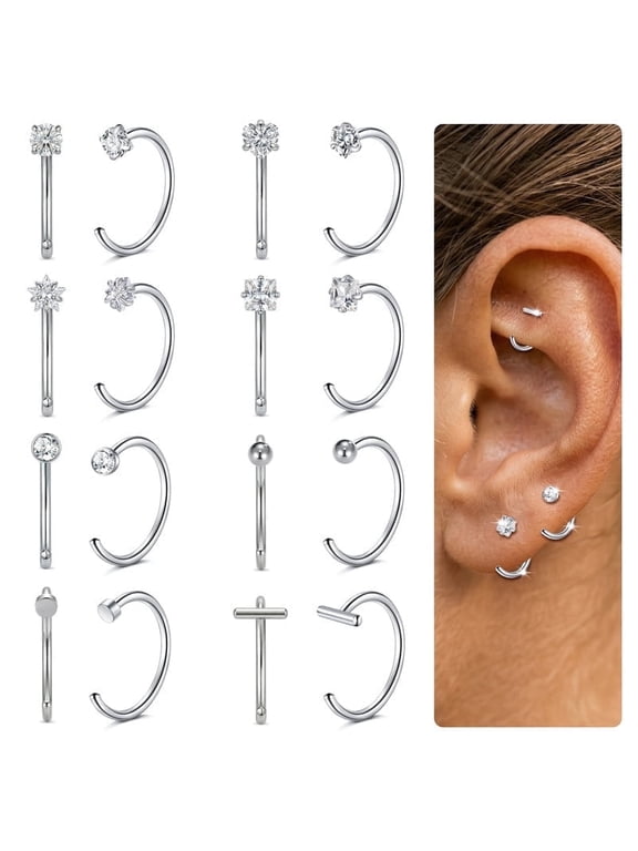 8 Pairs Stay Close Hoop Huggie Half Hoop Earrings Cartilage Helix Open Hugging for Women