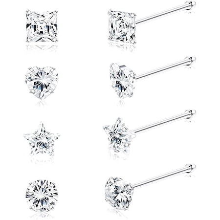 Briana Williams Assorted Shapes CZ Inlaid Nose Rings, 8-Piece