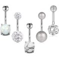 thumbnail image 1 of Briana Williams Belly Button Rings Opal CZ Stainless Steel, 14G Body Piercing Jewelry, (5 Pcs), 1 of 5
