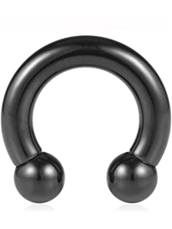 Black Plated Circular Internally Threaded Barbell Horseshoe 2G 4G 6G 8G 0G 00G