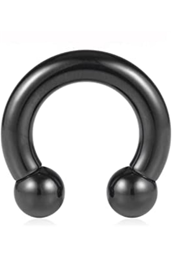 Black Plated Circular Internally Threaded Barbell Horseshoe 2G 4G 6G 8G 0G 00G
