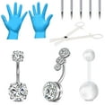 thumbnail image 1 of Briana Williams Body Piercing kit, 14G 316L Stainless Steel Silver Belly Button Ring with 12G Piercing Needles and Piercing Clamps Body Piercing Tool, 1 of 6