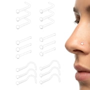 Briana Williams Clear Nose Ring Bioflex for Women and Men,Plastic Cear Nose Studs for Work L Shaped,Body Clear Piercing Retainer 20g Nose Rings Studs Piercing Jewelry