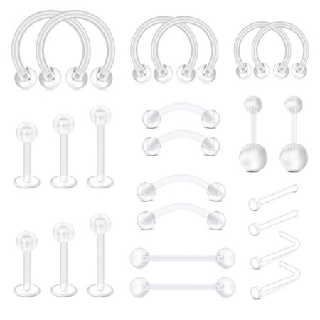 Briana Williams Clear Piercing Retainers Body Jewelry Kit, 24 Piece