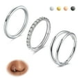 thumbnail image 1 of Briana Williams Double Hoop, 18G, Silver, Nose Rings, Cartilage Earrings, 3 Pack, 1 of 8