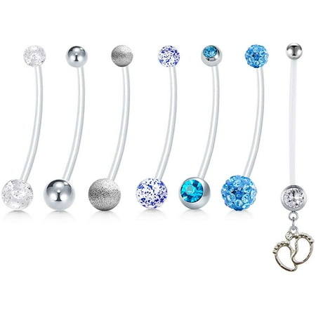 Briana Williams F Pregnancy Belly Button Rings in Surgical Steel, Pack of 6