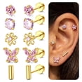 thumbnail image 1 of Briana Williams Flat Back Earrings Screw Back Earrings for Women,20G Earrings Pink Trendy Huggie Hoop Dainty Multipack Earring Sets,5Pairs, 1 of 6