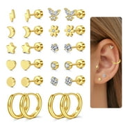 Hypoallergenic Surgical Steel Earrings for Sensitive Ears-20G Flat Back Earrings for Women Men-Small Stainless Steel Earrings Studs Hoop Cartilage Earring
