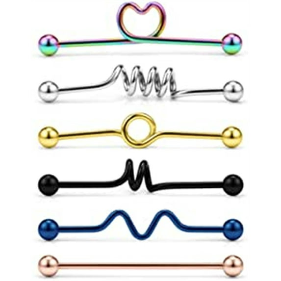 Briana Williams Industrial Barbell Earring Stainless Steel 14 Gauge Cartilage Earring Body Piercing