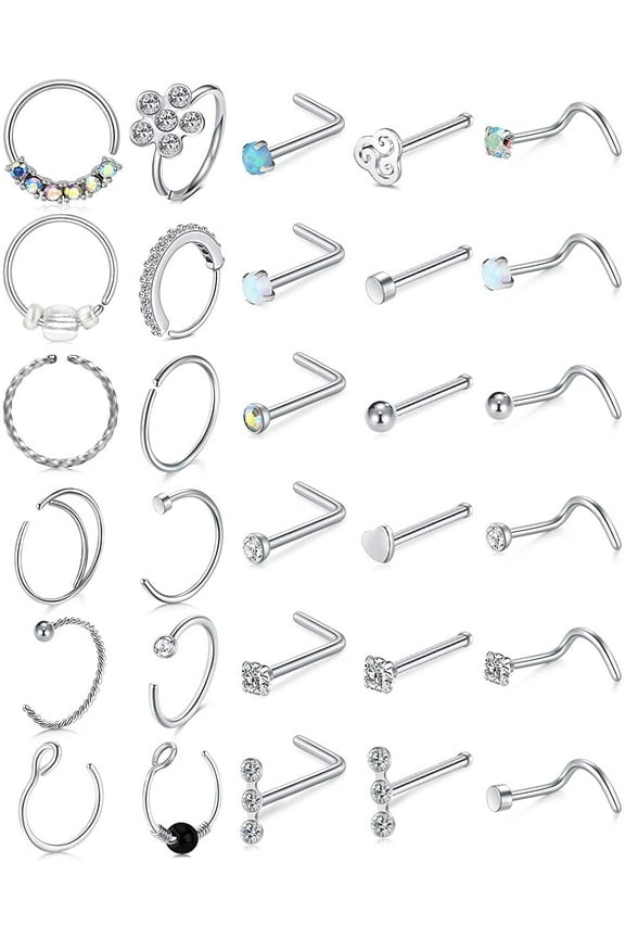 L-shaped 20 gauge Stainless Steel Nose Screw, 12 Pieces