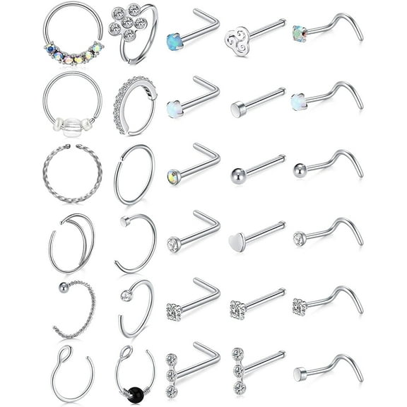 Briana Williams L-shaped 20 gauge Stainless Steel Nose Screw, 12 Pieces