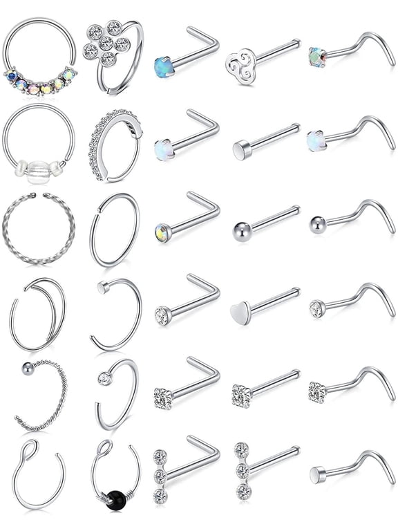 L-shaped 20 gauge Stainless Steel Nose Screw, 12 Pieces