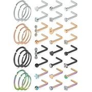 BRIANA WILLIAMS L-shaped Multi-Colors Stainless Steel Nose Ring, 36 Piece