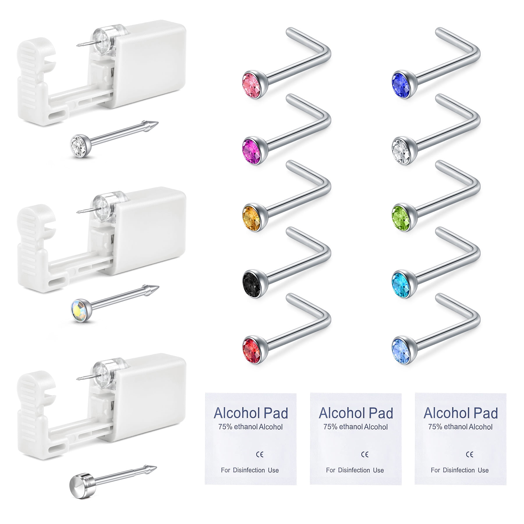 Briana Williams Nose Piercing Kit with Nose Rings, 3 Pack Self Nose