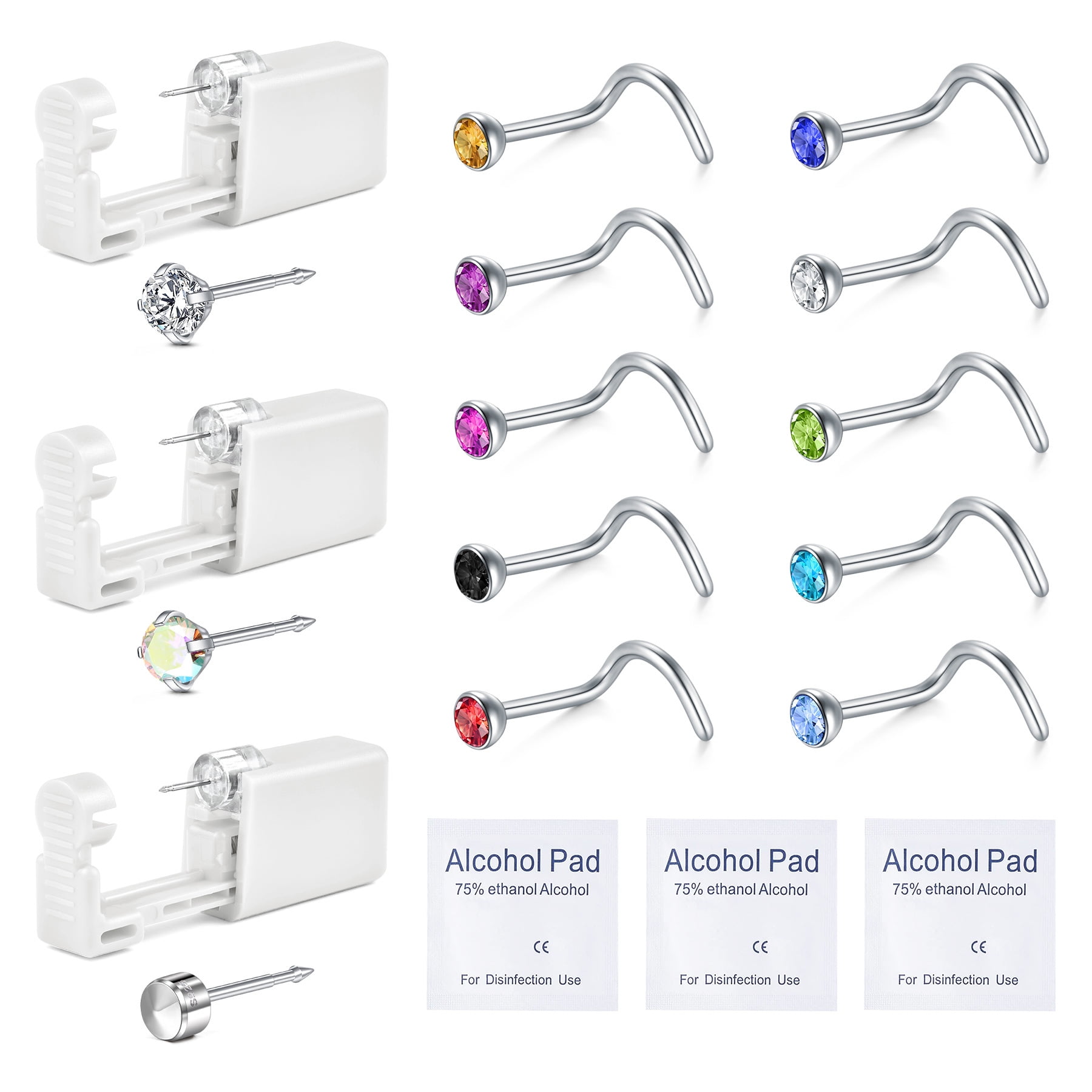 Briana Williams Nose Piercing Kit with Nose Rings, 3 Pack Self Nose