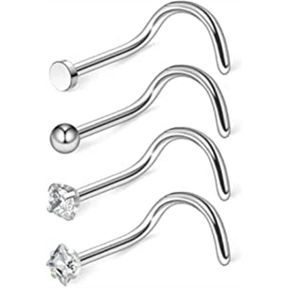 Briana Williams Nose Rings 18G Surgical Steel Clear Diamond CZ Nose Stud Rings Screw